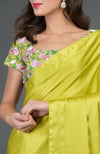 In Full Bloom Citrus Saree with Floral Embroidered Blouse