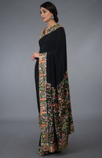 Black Parsi Gara Hand Embroidered Saree