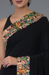 Black Parsi Gara Hand Embroidered Saree