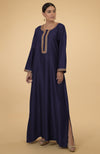 Eclipse Blue- Gold Thread and Sequin Embroidered Kaftan