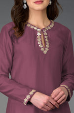 Burgundy Purple Gota Patti and Mirror Work Farshi Palazzo Suit