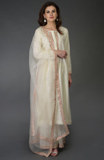 Ivory Resham Gota Patti and Pearl Beads Farshi Palazzo Suit