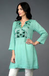 Mint Green Sequin and Beads Embroidered Tunic Top