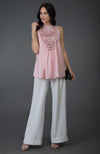 Pressed Rose Sequin and Beads Embroidered Tunic Top