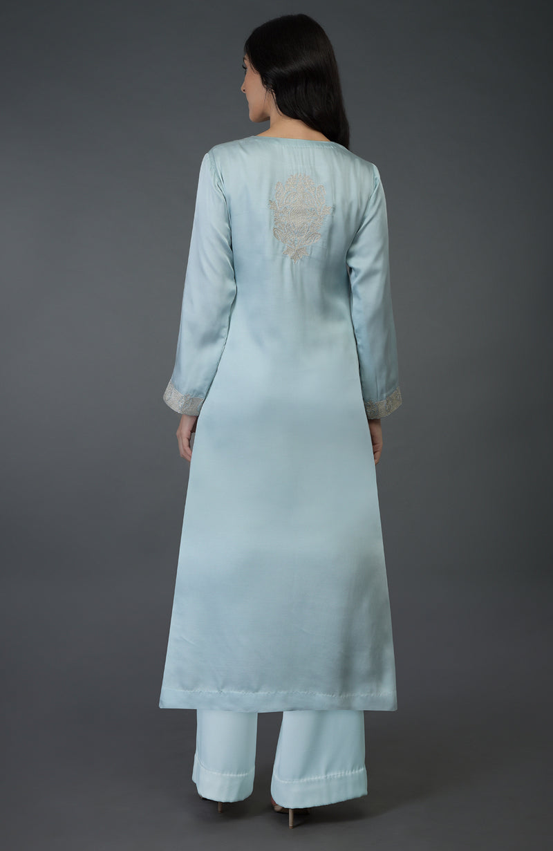 Serenity Blue Kashmiri Tilla Embroidered Kurta Set