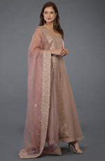 Dusky Pink Gota Patti & Beads Hand Embroidered Dupatta