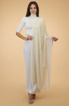 Ivory Beads & Crystal Hand Embroidered Pure Cashmere Stole