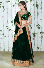 Emerald Green Kashmiri Tilla Embroidered Lehenga Outfit