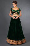 Emerald Green Kashmiri Tilla Embroidered Lehenga Outfit