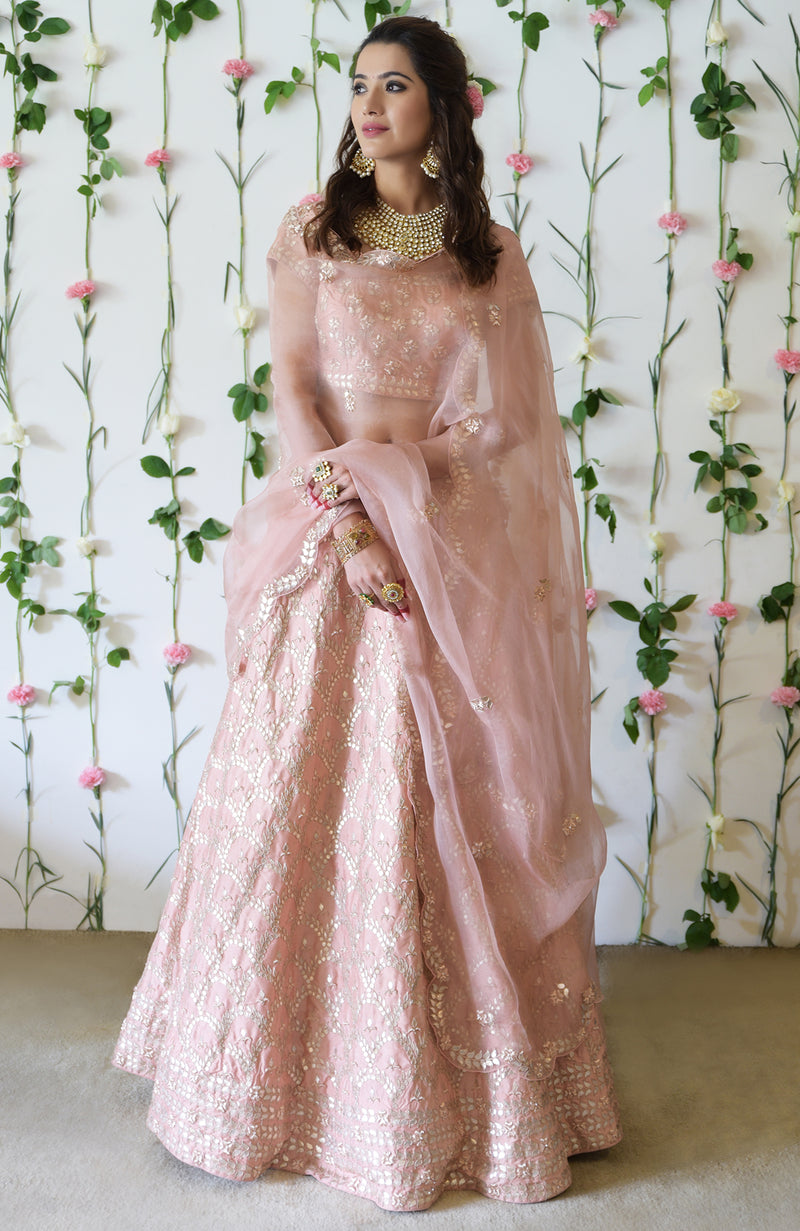 Pressed Rose- Rose Gold Gota Patti & Zardozi Lehenga