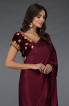 Burgundy Saree with Kashmiri Tilla Embroidered Blouse