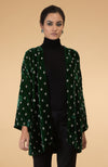 Emerald Green Crystal Hand Embroidered Silk Velvet Jacket