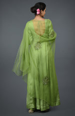 Pista Green Floral Embroidered Anarkali Suit with Dupatta