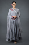 Grey Paisley Embroidered Anarkali Suit with Dupatta