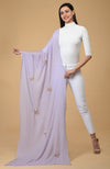 Lilac Butterfly Hand Embroidered Pure Cashmere Stole