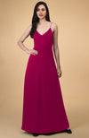 Classic Berry Gloss Silk-Satin Long Slip Dress