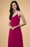 Classic Berry Gloss Silk-Satin Long Slip Dress