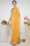 Yellow Leheriya Kashmiri Paisley Tilla Aari Embroidered Saree