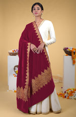 Claret Kashmiri Tilla Embroidered Dupatta Shawl