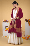 Claret Kashmiri Tilla Embroidered Dupatta Shawl