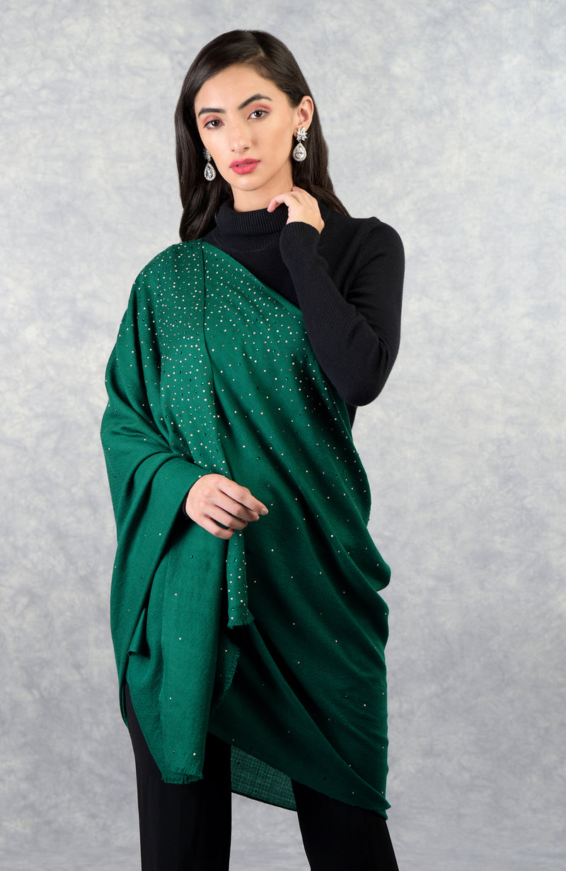 Ira Emerald Twinkle Swarovski Pure Cashmere Stole – Talking Threads