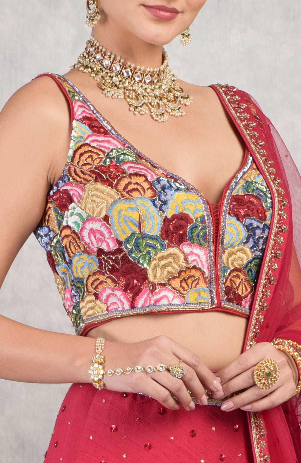 Multicolour Resham Hand embroidered Corset blouse – Talking Threads