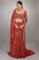 She Walks In Beauty Red Lehenga Set