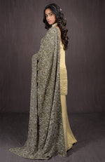 Olive Chikankari & Kamdani Dupatta With Gold Tissue Sharara Suit