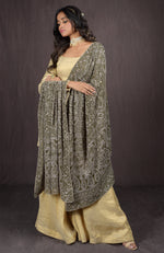 Olive Chikankari & Kamdani Dupatta With Gold Tissue Sharara Suit