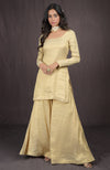 Olive Chikankari & Kamdani Dupatta With Gold Tissue Sharara Suit