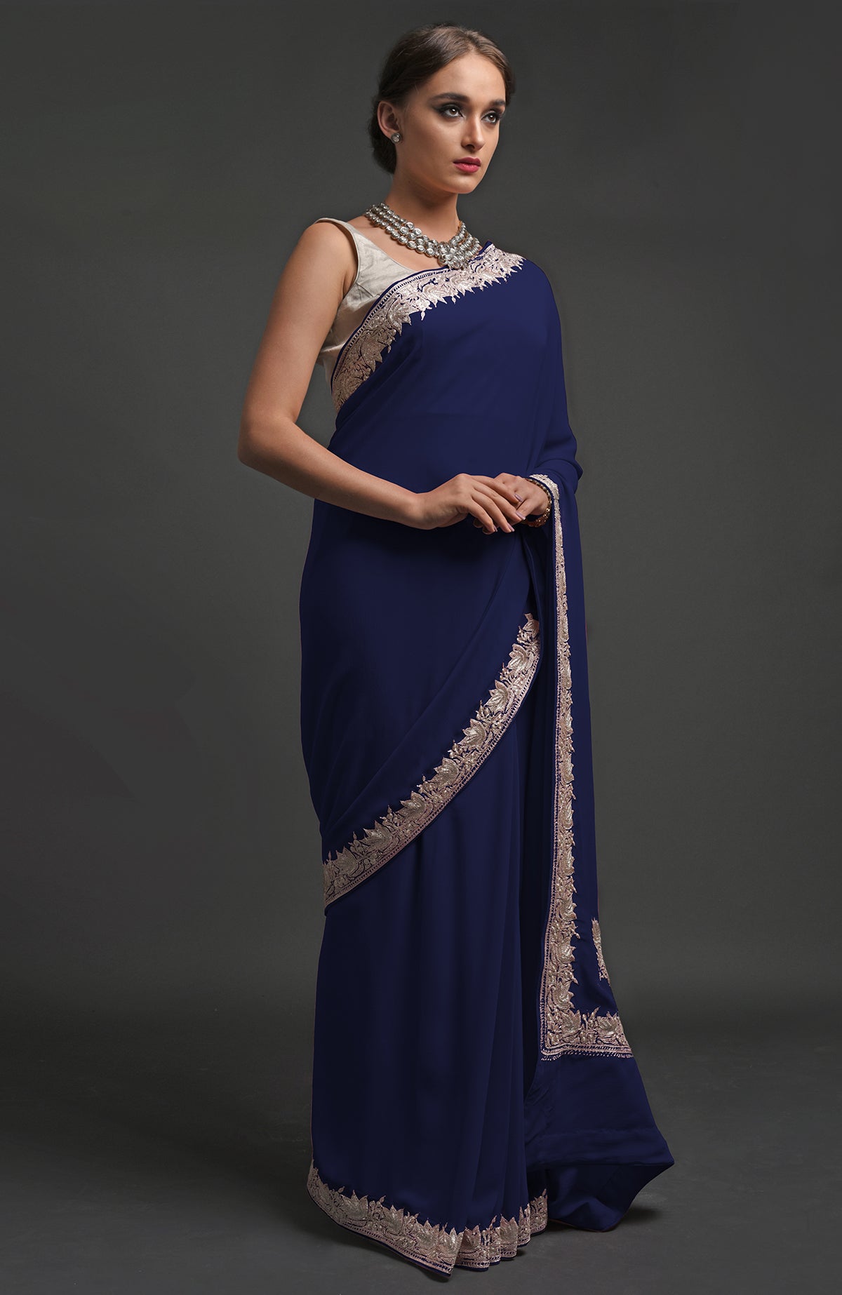 Pure silk georgette plain saree – Akrithi