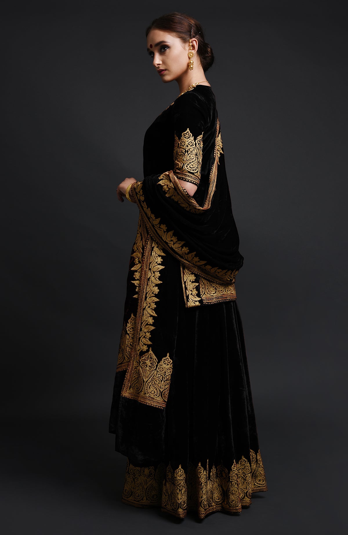 Buy Black & Gold Multithread Embroidered Lehenga Set by Designer ARPITA  MEHTA Online at Ogaan.com