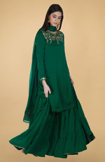 Emerald Green Gota Patti Hand Embroidered Gharara Suit