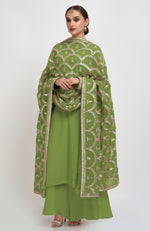 Mehandi Green Hand Embroidered Gota Patti Work Dupatta