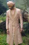 Love Comes Quietly Beige Rose Embroidered Sherwani Set