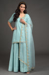 Aqua Haze Benarasi Weave Zardozi Embroidered Lehenga Set