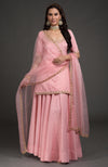 Strawberry Pink Benarasi zardozi embroidered lehenga set