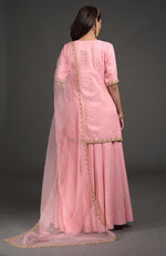 Strawberry Pink Benarasi zardozi embroidered lehenga set