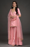 Strawberry Pink Benarasi zardozi embroidered lehenga set