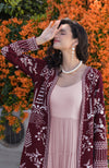 Maroon Parsi Gara Embroidered Jacket Set