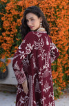 Maroon Parsi Gara Embroidered Jacket Set