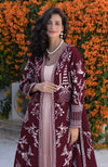 Maroon Parsi Gara Embroidered Jacket Set