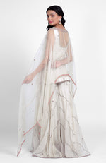 Off-White Hand Embroidered Sharara Set with Cape Dupatta