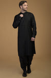 Classic Black Silk Pathani Kurta Set