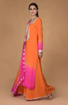 Orange-Hot Pink Ombre Tilla Embroidered Kurta Set