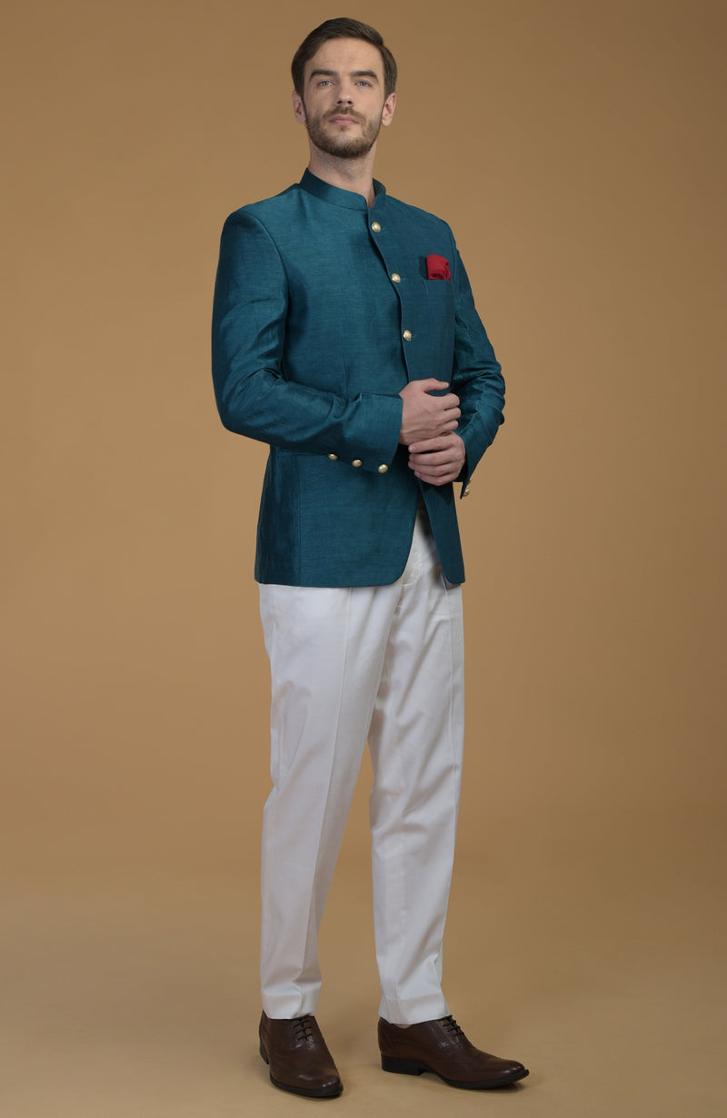 Blue clearance bandhgala blazer