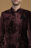 Maroon Silk Velvet Sherwani