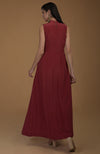 Maroon Pure Crepe Silk A Line Dress